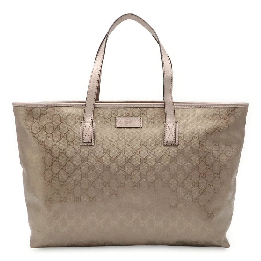 Gucci GG Imprime Tote Bag Shoulder Hobo Leather Metallic Pink